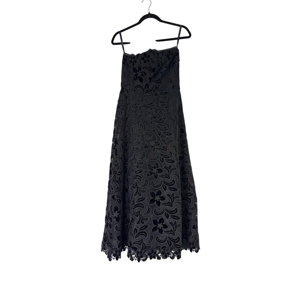 Shoshanna Anessa Black Velvet Floral Strapless Maxi Dress Size 2 - Picture 3 of 12